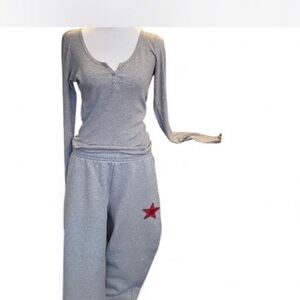 PACSUN jogger style Sweatpants drawstrings on the inside with Red Star ⭐️ design